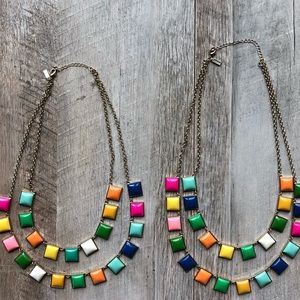 Layered Multi Color Tile Necklace, Beach Vacation, BBQ, Y2K, Clueless